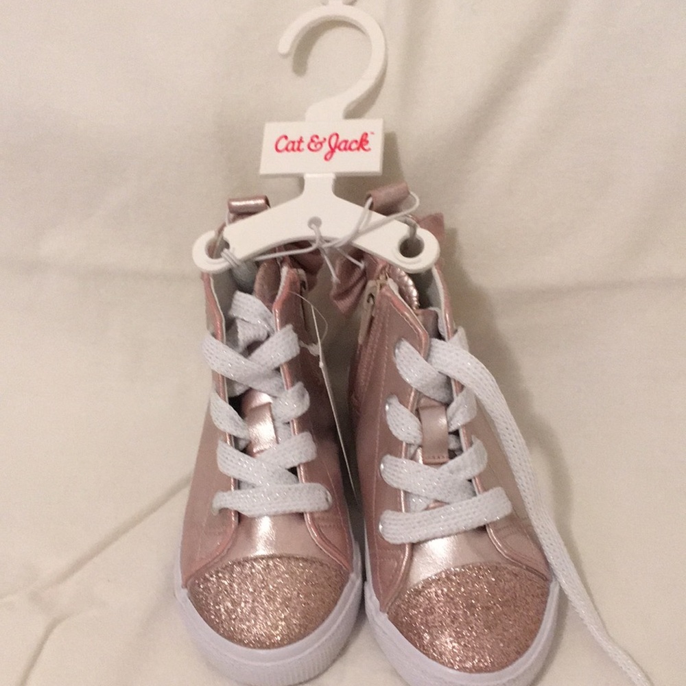 Rose glitter high top sneakers